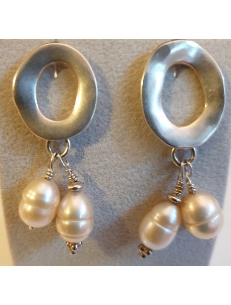 Boucles d'oreilles double perles baroque